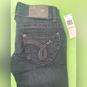 LOW RISE VINTAGE Jolt Women's Indigo Skinny Jeans with Embroidered Back Pocket 0